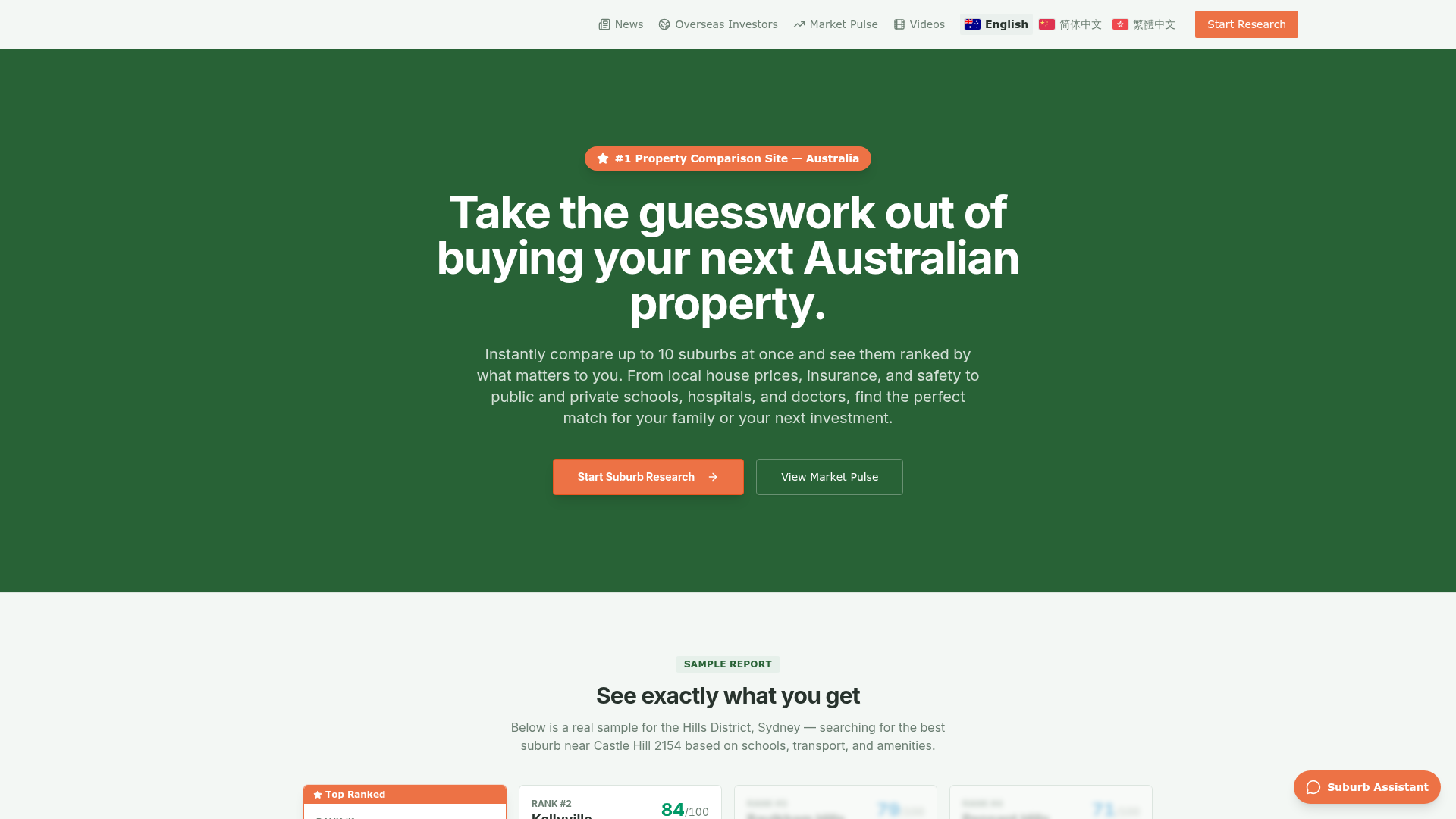 Compare My Suburb homepage